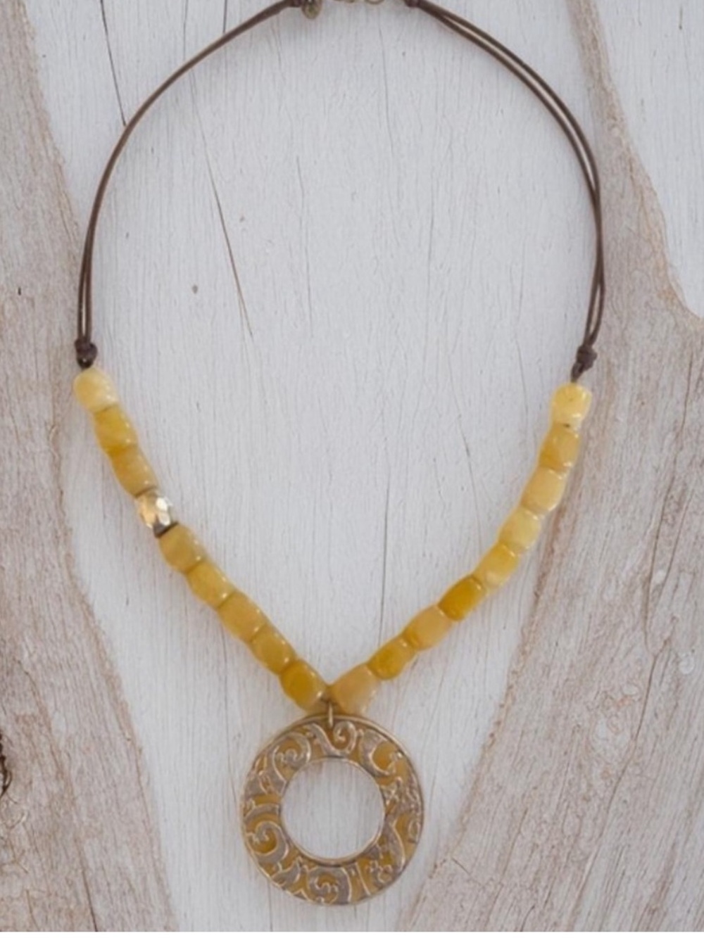 Silpada Sunshine Serpentine Yellow Beaded Pendant Necklace N1837 18”inches